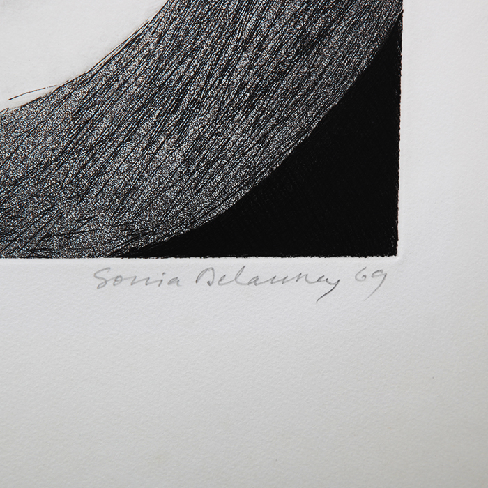 Sonia Delaunay, "Gravure II", eau-forte en couleurs sur papier Arches, signée, numérotée, datée et encadrée, de 1969 - Detail D3