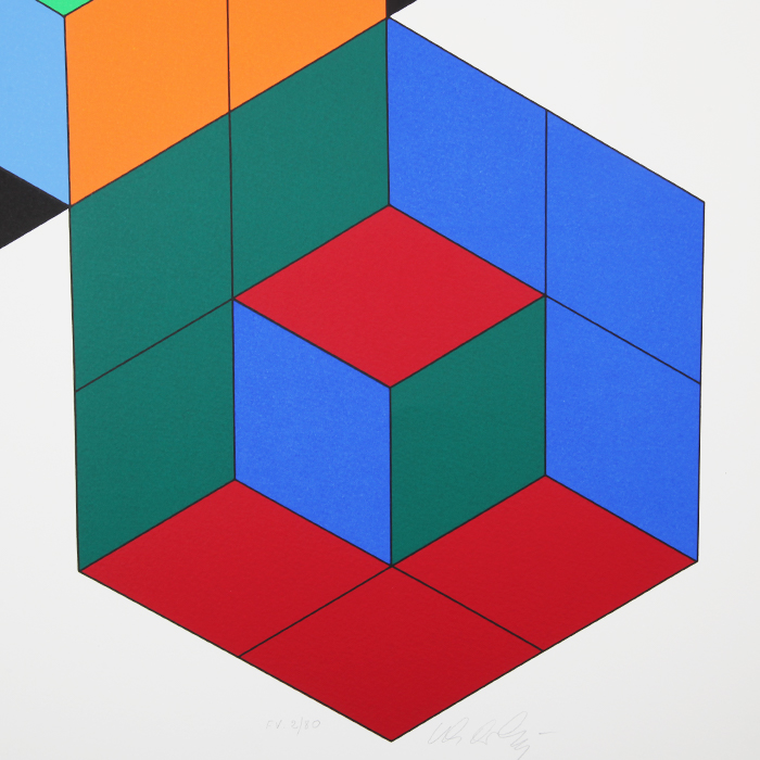 Victor Vasarely, "Bi-Hexa", silkscreen in colors on paper, signed, numbered and framed, of 1975 - Detail D1
