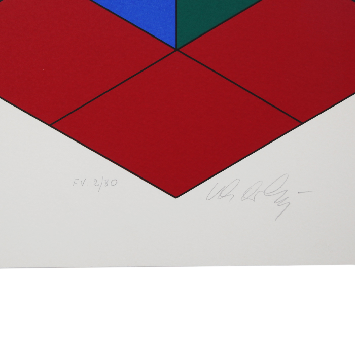 Victor Vasarely, "Bi-Hexa", sérigraphie en couleurs sur papier, signée, numérotée et encadrée, de 1975 - Detail D2
