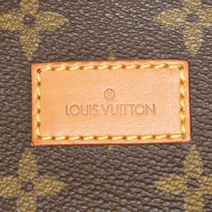 Bolso bandolera Louis Vuitton Saumur en lona Monogram revestida marrón y cuero natural - Detail D3