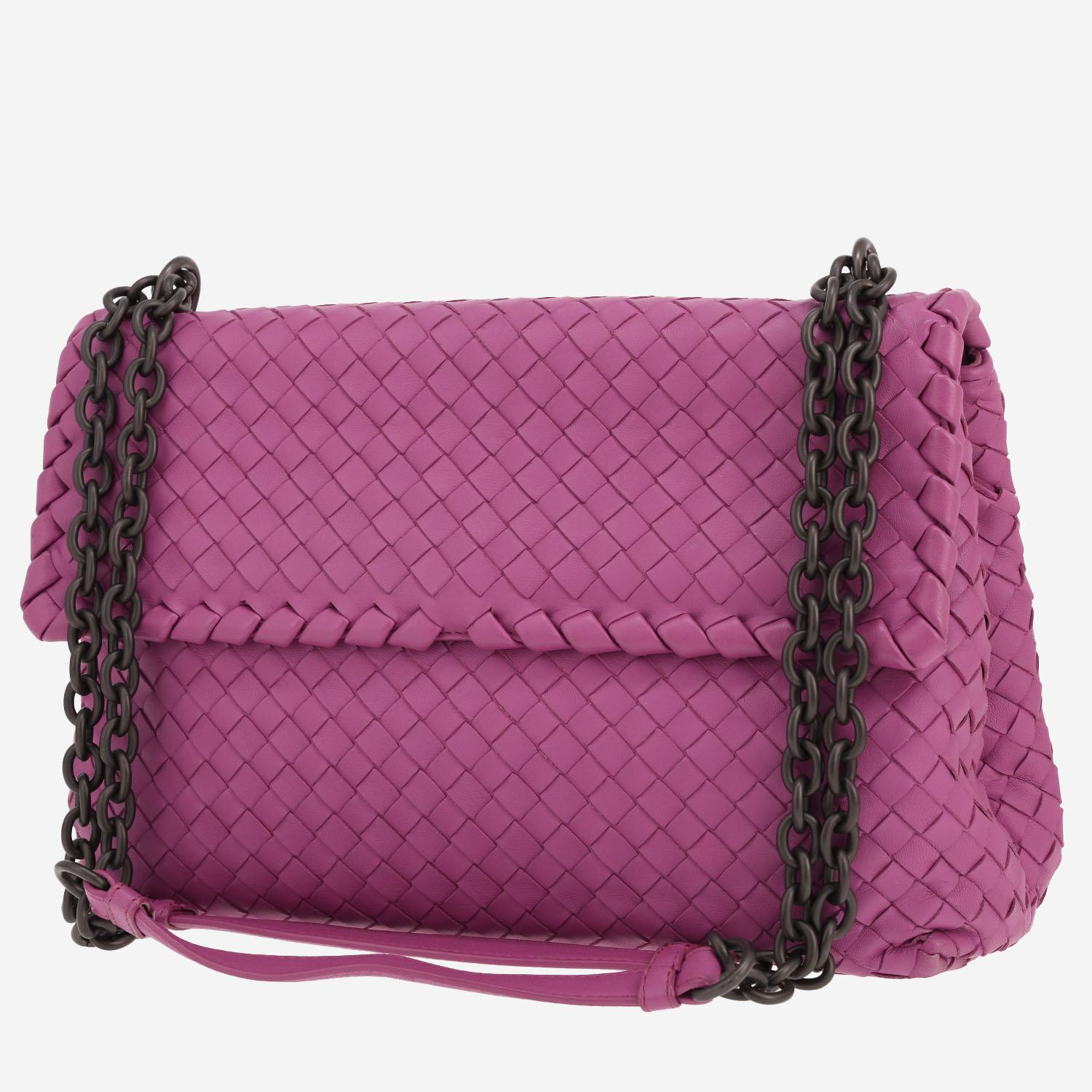 Bottega Veneta Olimpia medium model handbag in pink intrecciato leather