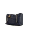 Shopping bag Chanel Grand Shopping in pelle trapuntata a zigzag blu - 00pp thumbnail