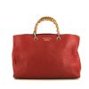 Gucci Bamboo large model handbag in red grained leather - 360 thumbnail