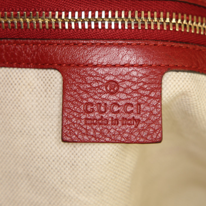 Borsa Gucci Bamboo modello grande in pelle martellata rossa - Detail D4