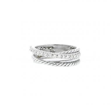 Anello David Yurman Crossover in argento e diamanti