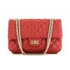 Chanel 2.55 handbag in red quilted leather - 360 thumbnail