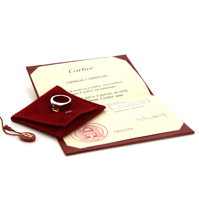 Bague Cartier Tank moyen modèle en or blanc et citrine - Detail D2