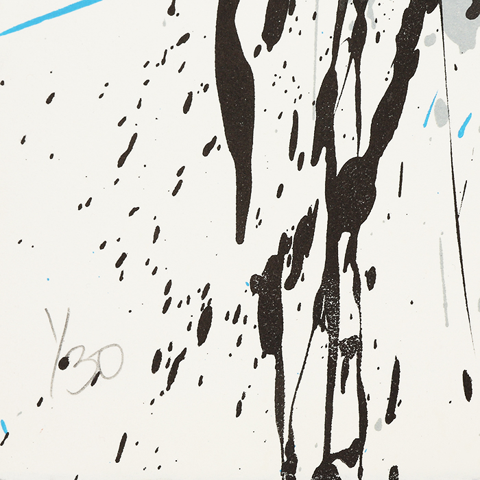 JonOne, "Blue drips", lithographie en couleurs sur papier, signée, numérotée, datée et encadrée, de 2014