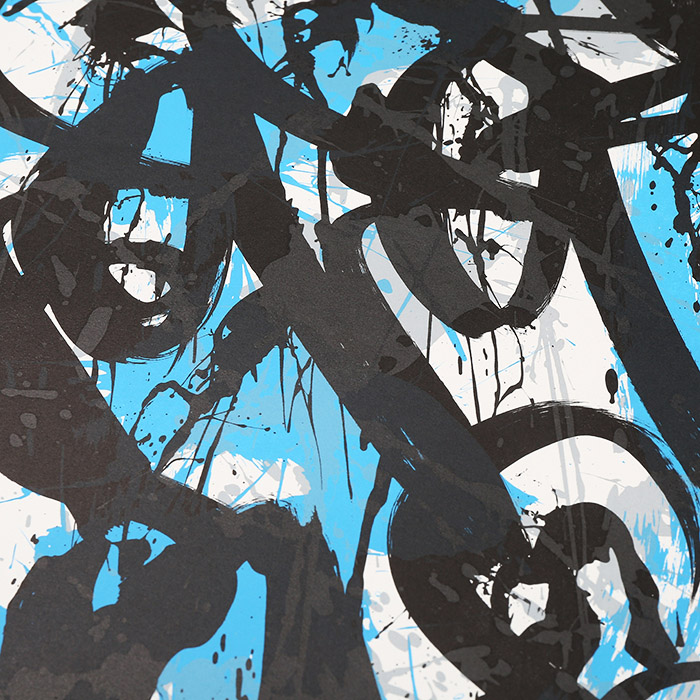 JonOne, "Blue drips", lithographie en couleurs sur papier, signée, numérotée, datée et encadrée, de 2014 - Detail D3