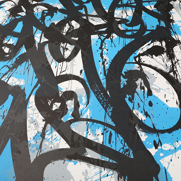 JonOne, "Blue drips", lithograph in colors on paper, signed, numbered, dated and framed, of 2014 - Detail D4