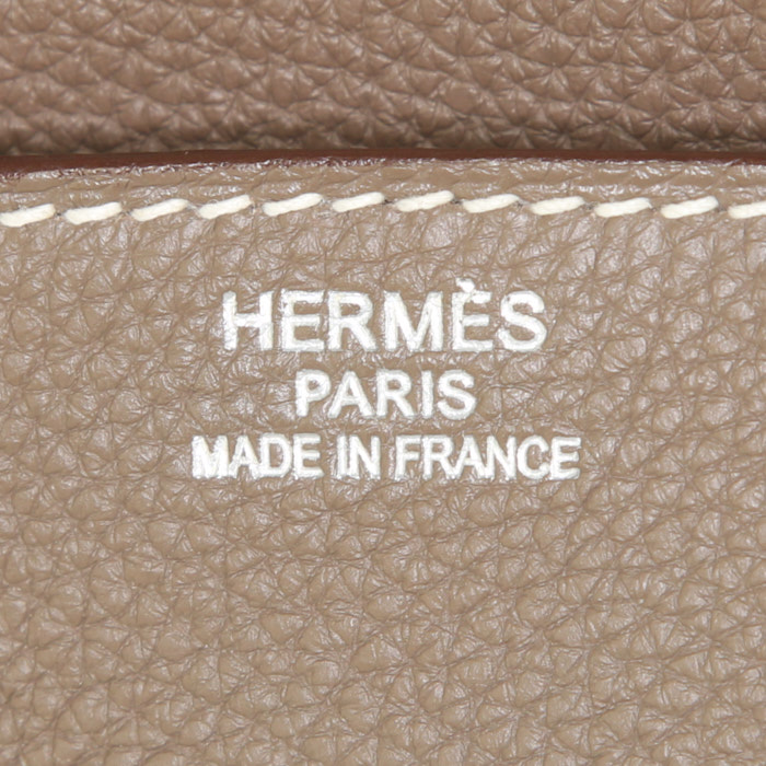 Bolso de mano Hermes Birkin Shoulder en cuero togo marrón etoupe - Detail D3