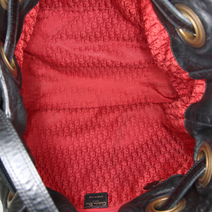 Sac à main Dior Vintage en cuir cannage noir - Detail D2