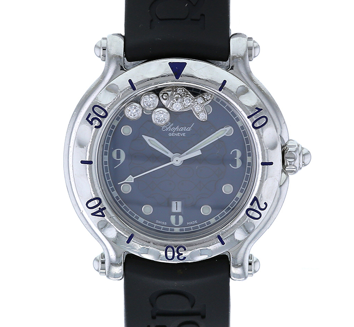 Chopard Happy Sport-Happy Fish watch in stainless steel Ref:  8236 Circa  2002 - Detail D2