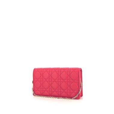 Bolso bandolera Dior Wallet on Chain en cuero cannage rosa