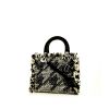 Dior Lady Dior medium model handbag in black and white canvas - 00pp thumbnail