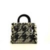 Dior Lady Dior medium model handbag in black and white canvas - 360 thumbnail