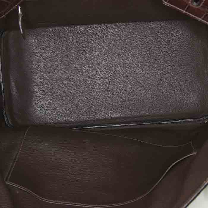 Borsa Hermes Birkin 35 cm in coccodrillo marino marrone - Detail D2