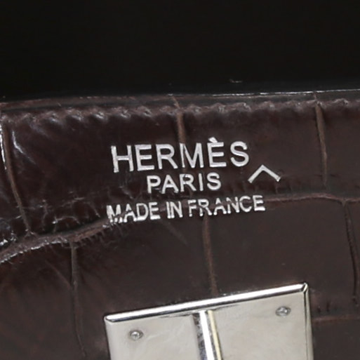 Hermes Birkin 35 cm handbag in brown porosus crocodile - Detail D3