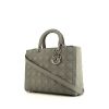 Dior Lady Dior large model handbag in grey leather cannage - 00pp thumbnail