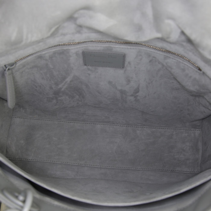 Borsa Dior Lady Dior modello grande in pelle cannage grigia - Detail D3