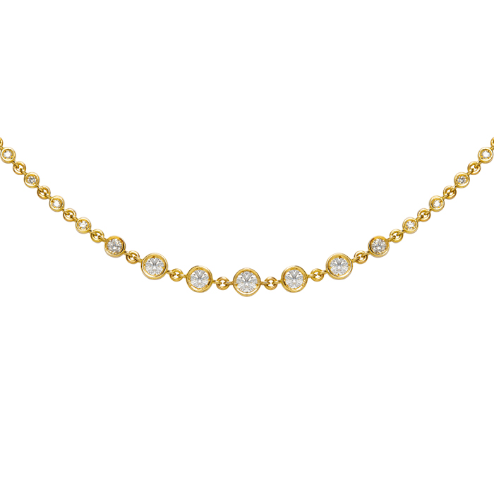 Long necklace in yellow gold and diamonds - Detail D2