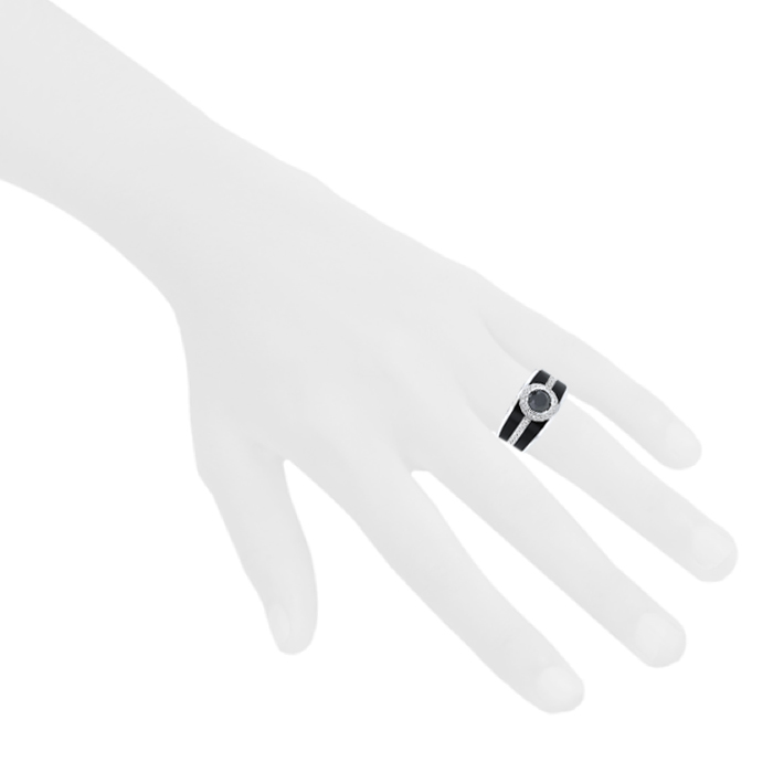 Mauboussin L'Œuvre Noire ring in white gold,  lacquer and diamonds - Detail D1