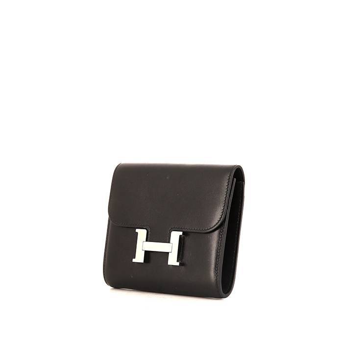 Portefeuille Hermes Constance en cuir box noir