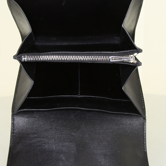 Portefeuille Hermes Constance en cuir box noir - Detail D1