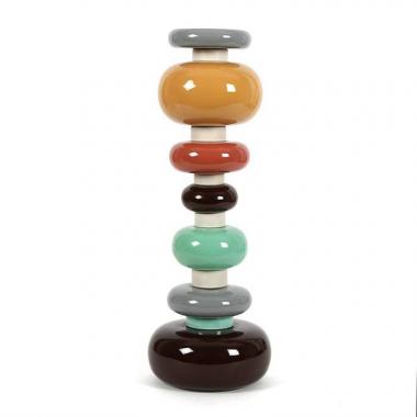 Ettore Sottsass, Totem #3 de la série "Flavia", en céramique émaillée polychrome, édition Bitossi, signé et numéroté, 1964/96
