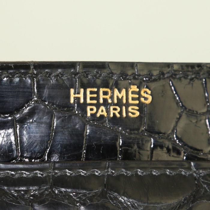 Bolso de mano Hermès Cordeliere en cocodrilo negro - Detail D3