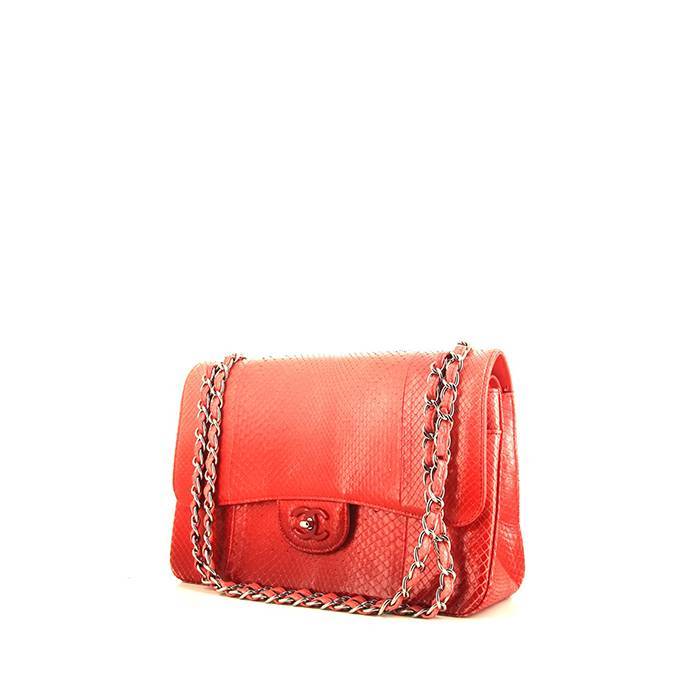 Chanel Timeless jumbo handbag in pink and red shading python