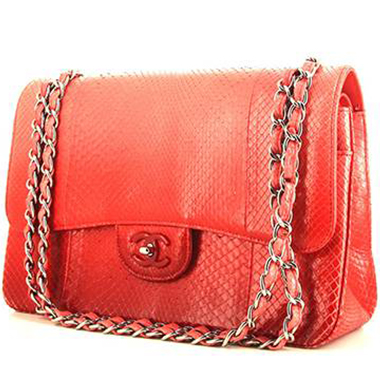 Chanel  Timeless Jumbo handbag  in pink and red shading  python