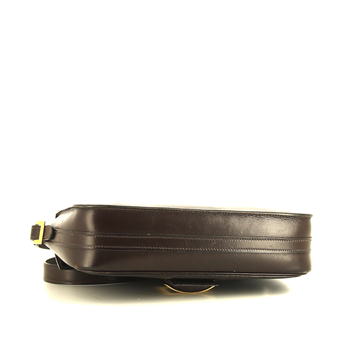 Hermès Martine bag worn on the shoulder or carried in the hand in brown box leather - Detail D5