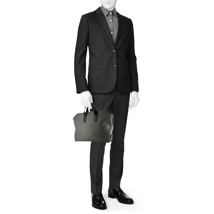 Porte-documents Hermès Citynews en cuir noir et vert Amande - Detail D1