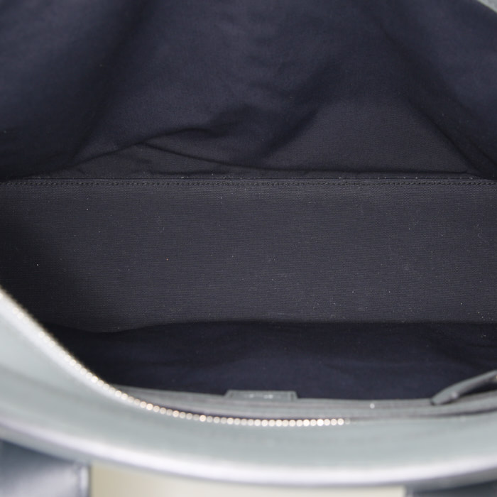 Hermès Citynews messenger briefcase in black and Almond green leather - Detail D3