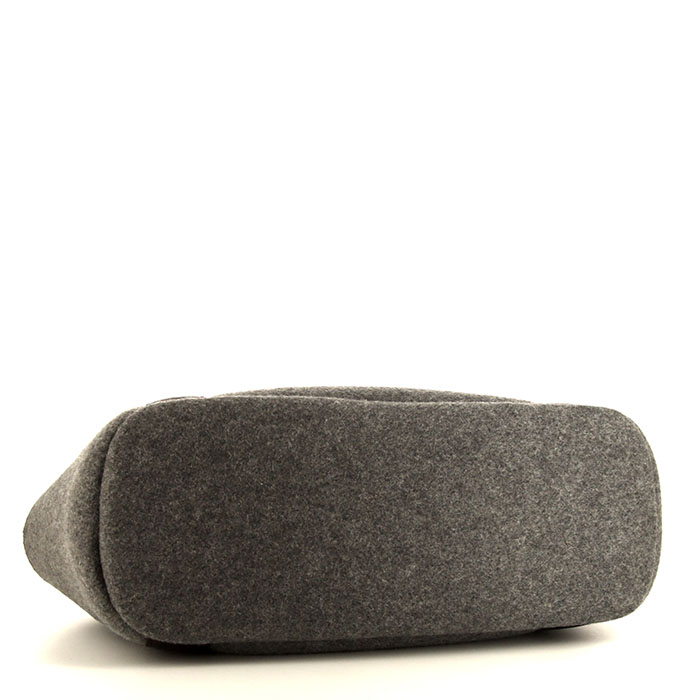 Bolso Cabás Hermès  Sac de pansage Groom en fieltro de lana gris y lona marrón - Detail D5