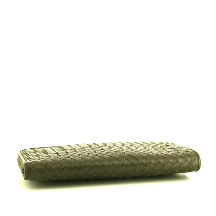 Pochette Bottega Veneta in pelle intrecciata verde - Detail D4