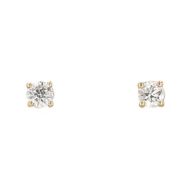 Paire de puces d'oreilles en or jaune et diamants