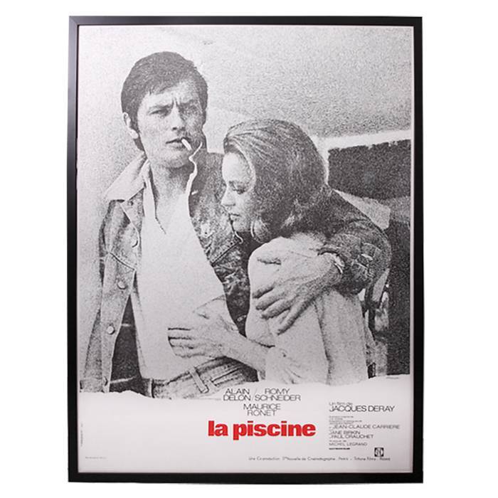 "La Piscine", affiche originale du film avec Alain Delon et Romy Schneider, entoilée sur lin et encadrée, de 1969 - 00pp