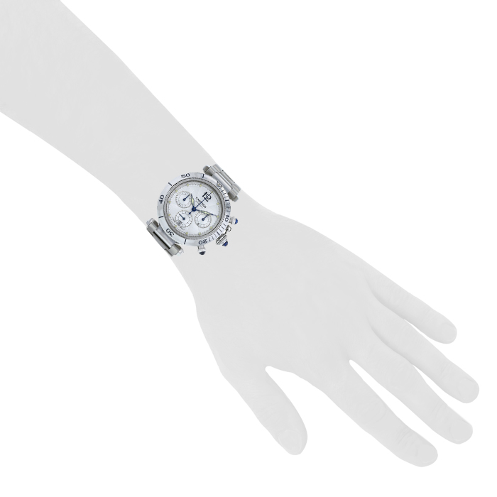 Montre Cartier Pasha Chrono en acier Ref : 2113 Vers 2000 - Detail D1