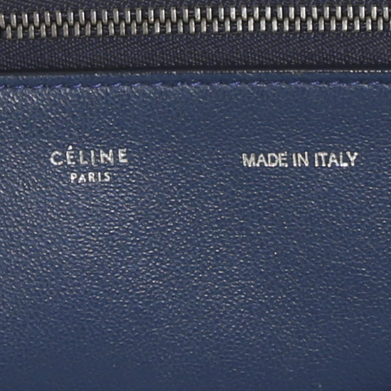 Sac à main Celine  Trapeze grand modèle  en cuir bleu et daim bleu - Detail D3