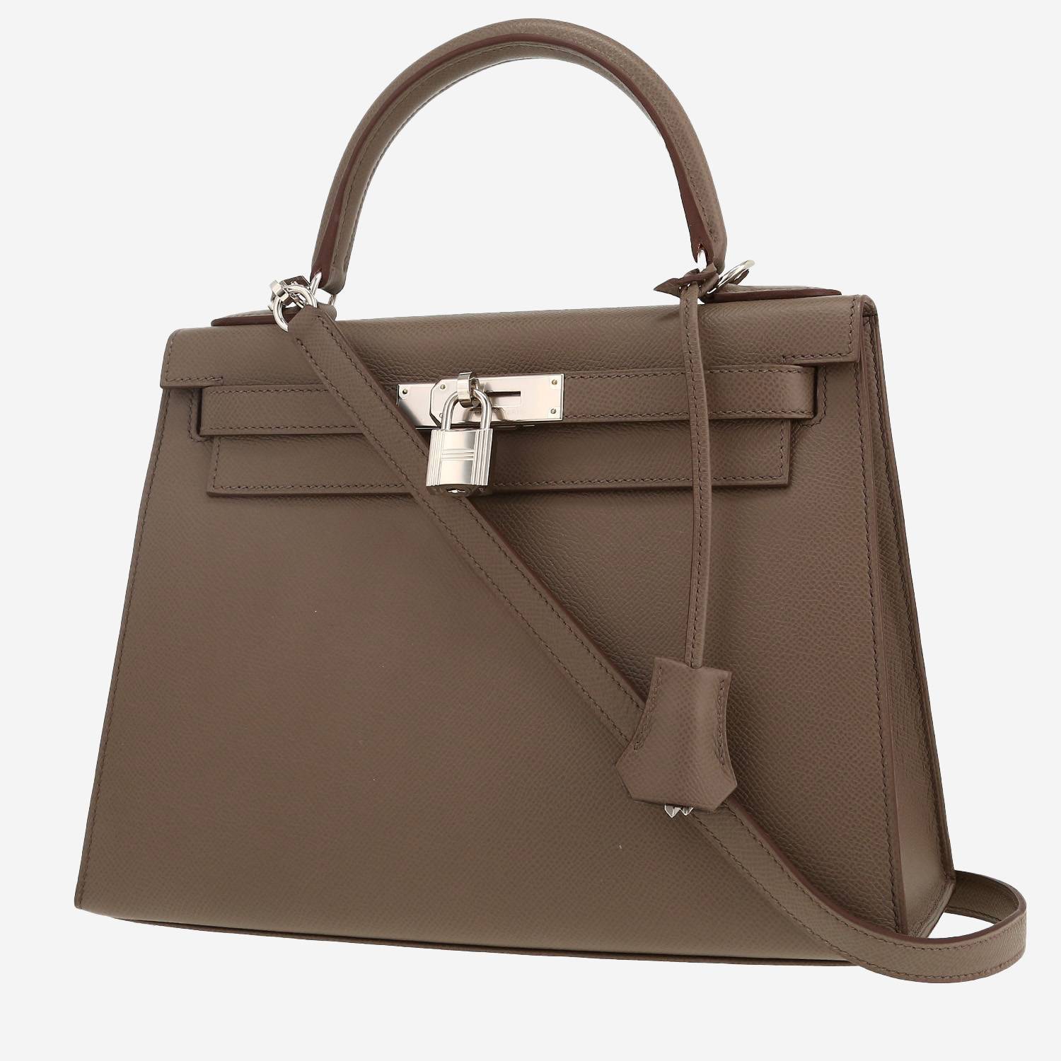 Sac à main Hermes Kelly 28 cm en cuir epsom gris