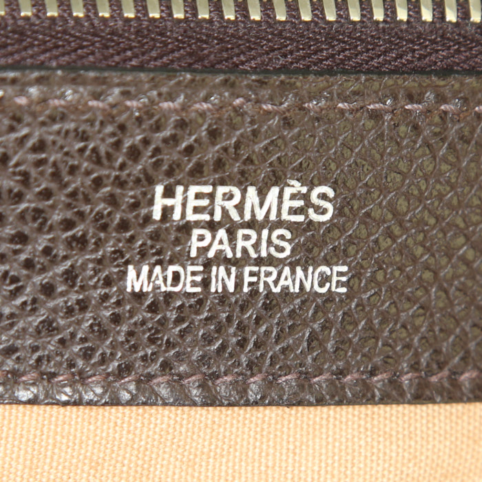 Sac de voyage Hermes Paris-Bombay en cuir togo marron-foncé - Detail D3