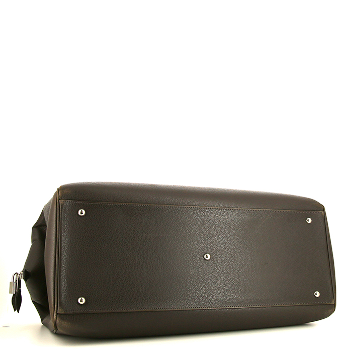 Sac de voyage Hermes Paris-Bombay en cuir togo marron-foncé - Detail D4