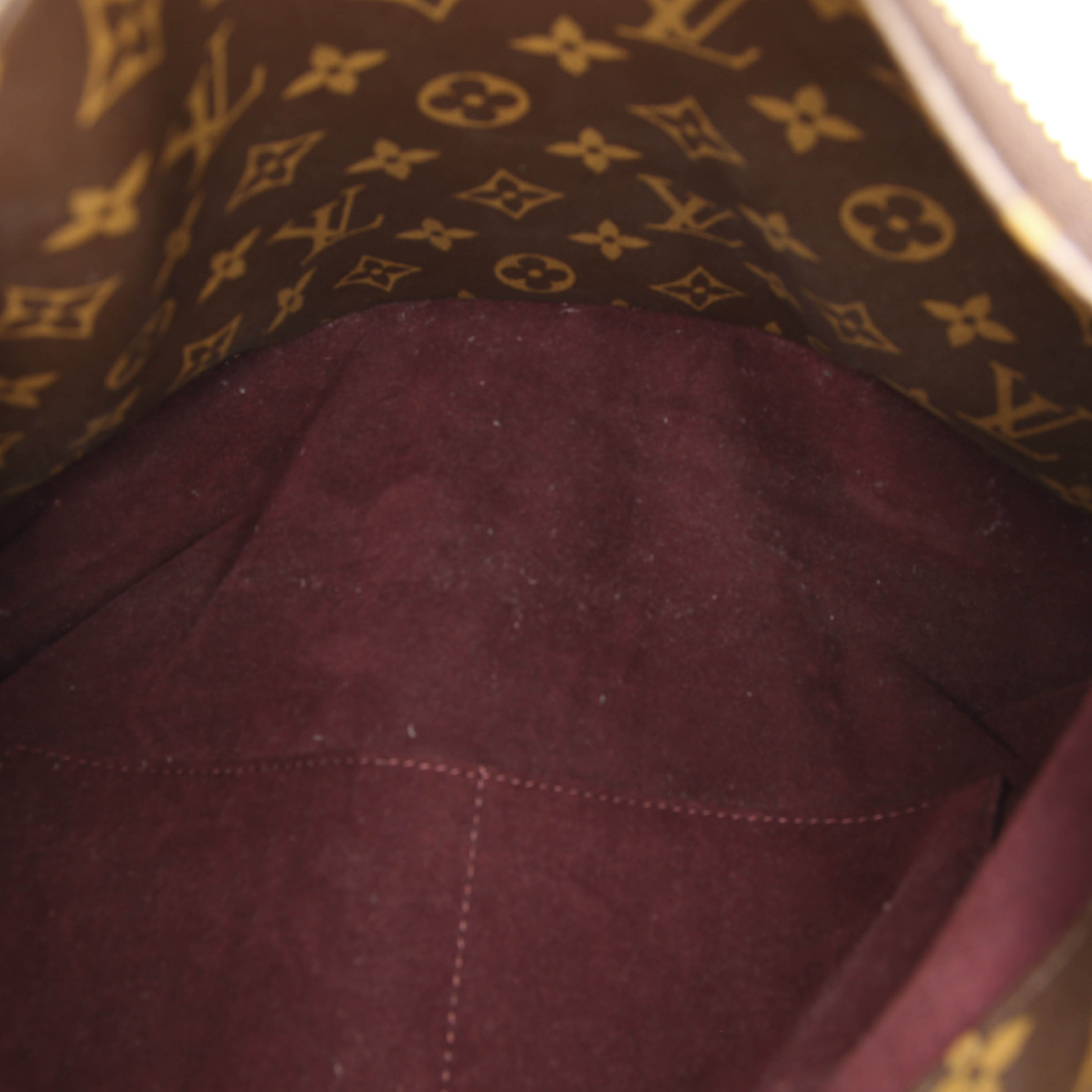 Sac à main Louis Vuitton Montaigne en toile monogram enduite marron et cuir naturel - Detail D3
