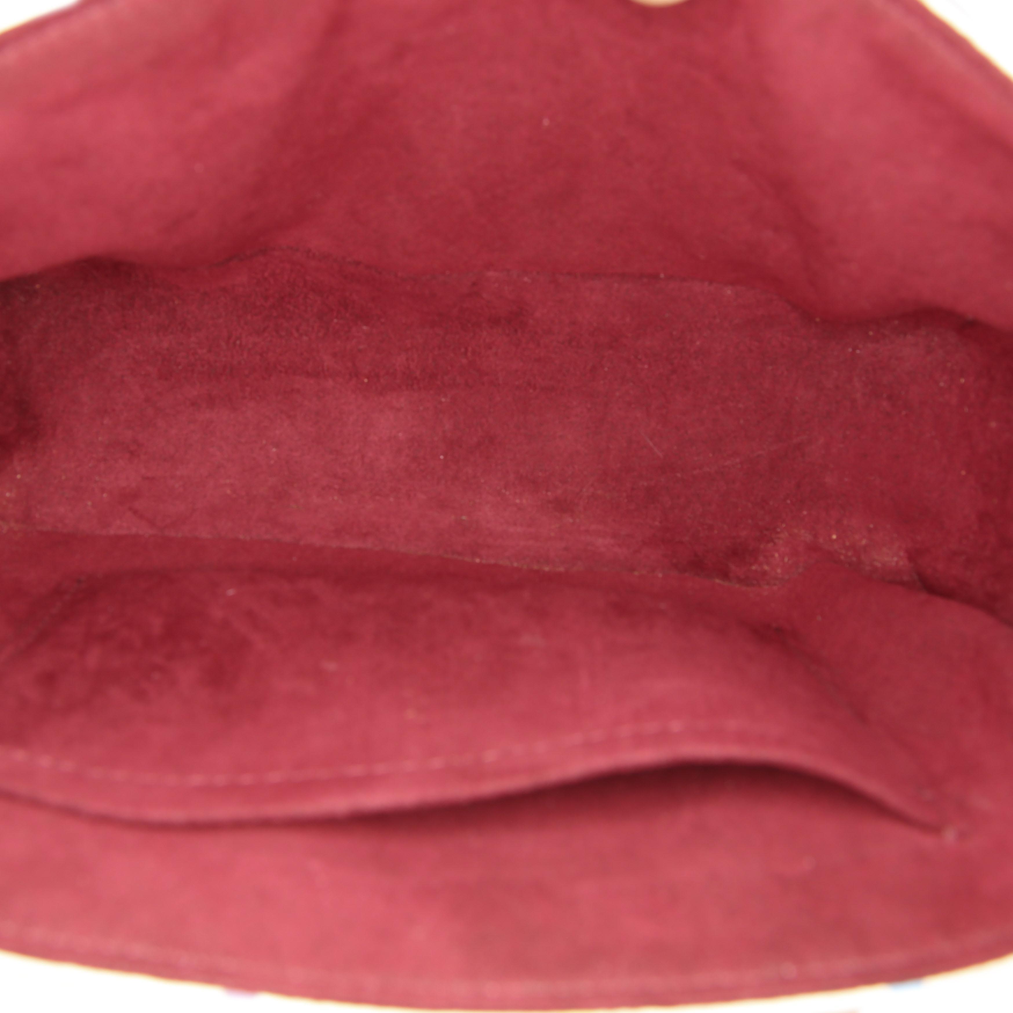 Sac bandoulière Louis Vuitton Sologne en toile monogram multicolore blanche et cuir naturel - Detail D2