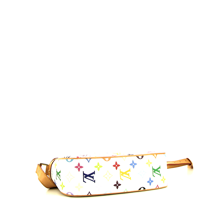 Louis Vuitton Sologne shoulder bag in white multicolor monogram canvas and natural leather - Detail D4