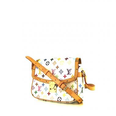 Bolso bandolera Louis Vuitton Sologne en lona Monogram multicolor blanca y cuero natural