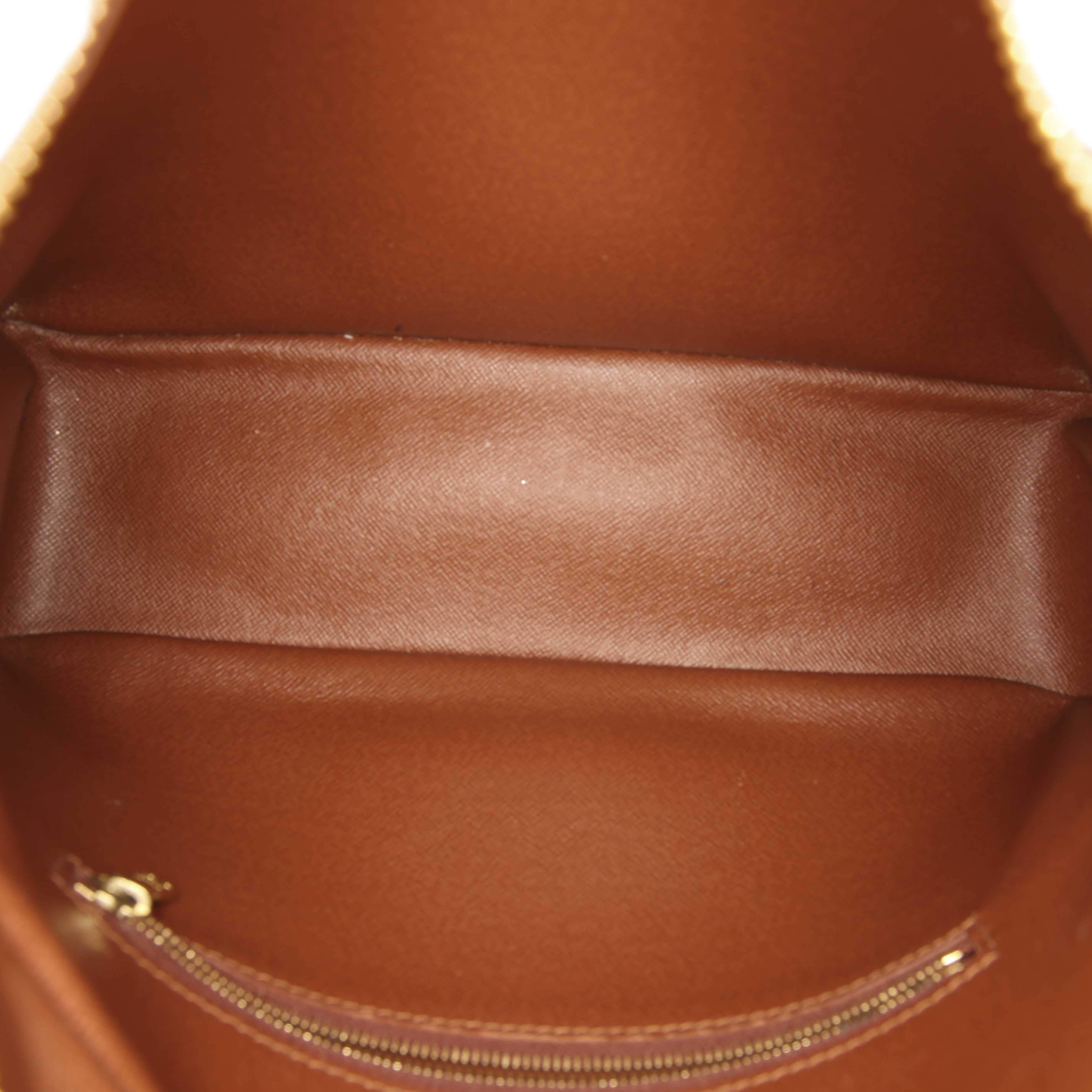 Bolso de mano Louis Vuitton Boulogne en lona Monogram Idylle marrón y cuero natural - Detail D2