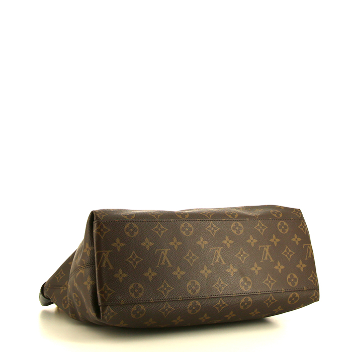 Shopping bag Louis Vuitton Tuileries in tela monogram marrone e pelle nera - Detail D4